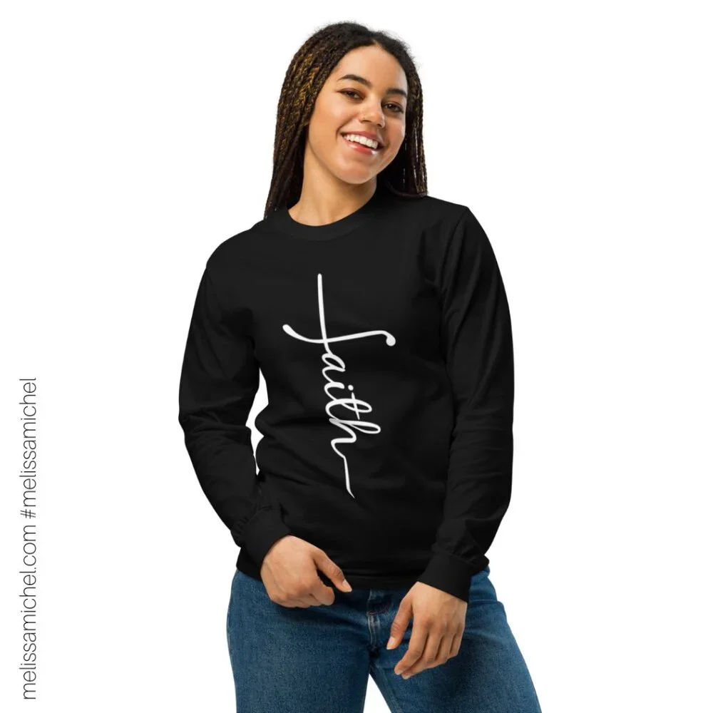 New! Faith Unisex Garment-Dyed Heavyweight Long-Sleeve Shirt - Picture 2 of 8